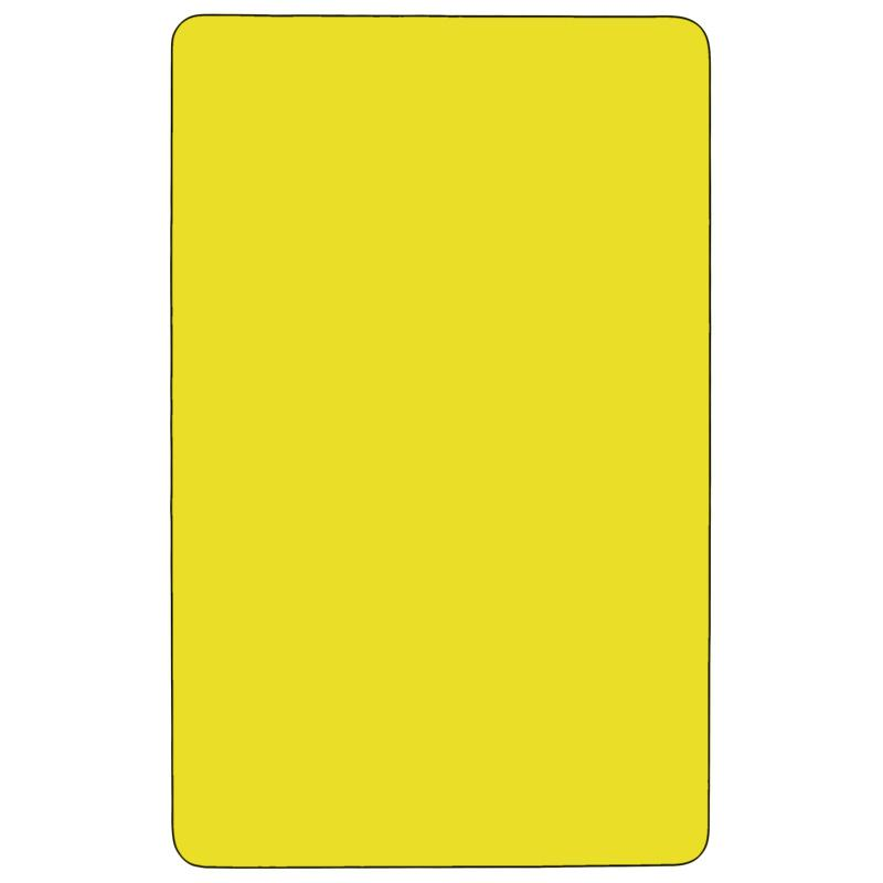 Mobile 24''W x 48''L Rectangular Yellow HP Laminate Activity Table - Standard Height Adjustable Legs