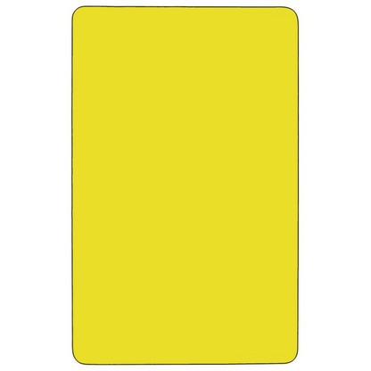 Mobile 24''W x 48''L Rectangular Yellow HP Laminate Activity Table - Standard Height Adjustable Legs