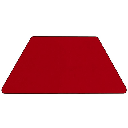 29''W x 57''L Trapezoid Red Thermal Laminate Activity Table - Height Adjustable Short Legs