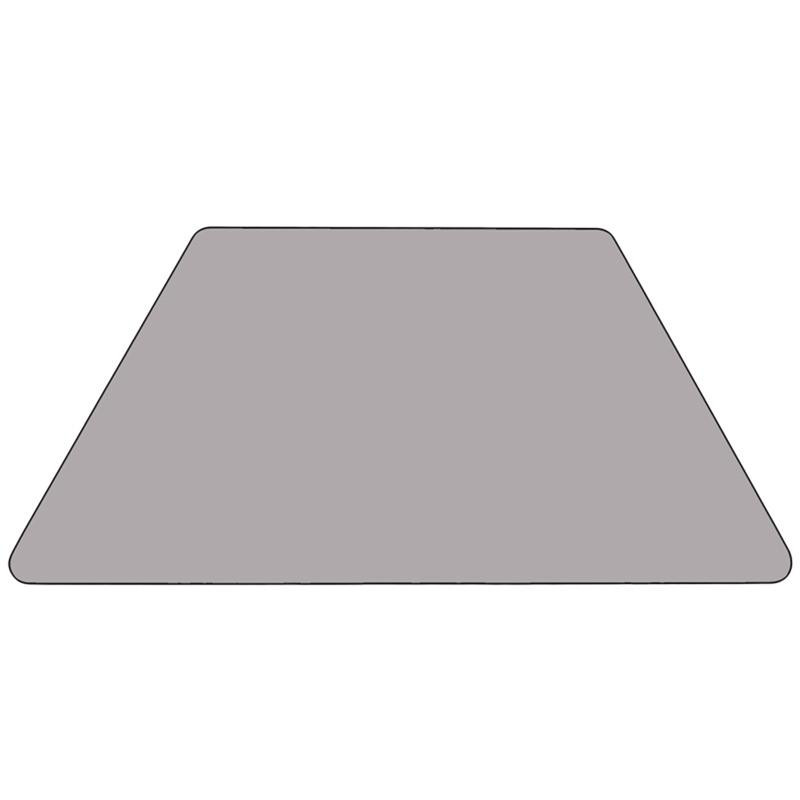 29''W x 57''L Trapezoid Grey Thermal Laminate Activity Table - Height Adjustable Short Legs