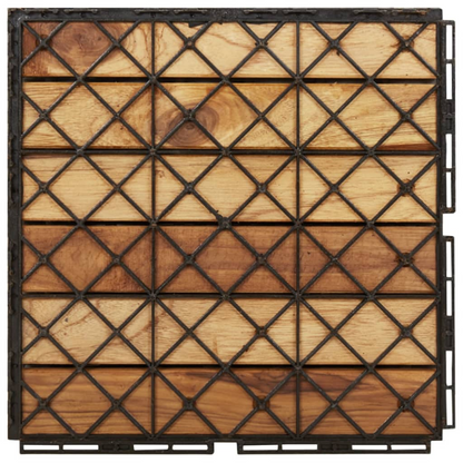 vidaXL Decking Tiles 10 pcs 11.8"x11.8" Solid Wood Teak Vertical Pattern