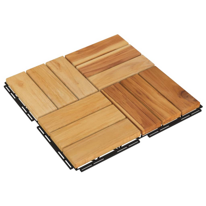 vidaXL Decking Tiles 10 pcs 11.8"x11.8" Solid Wood Teak