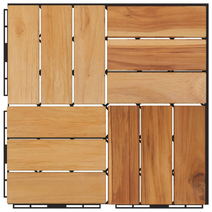 vidaXL Decking Tiles 10 pcs 11.8"x11.8" Solid Wood Teak