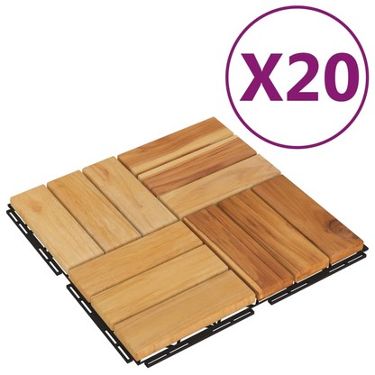 vidaXL Decking Tiles 20 pcs 11.8"x11.8" Solid Wood Teak