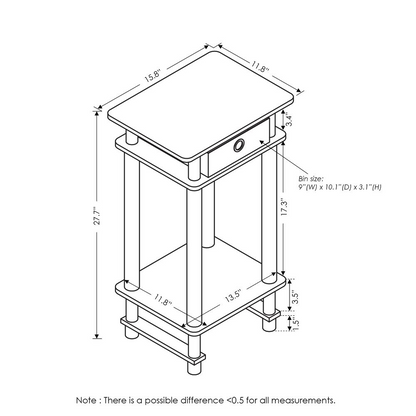 Furinno 17017 Turn-N-Tube Tall End Table with Bin, Amber Pine/Black/Black