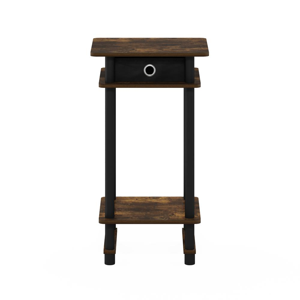 Furinno 17017 Turn-N-Tube Tall End Table with Bin, Amber Pine/Black/Black