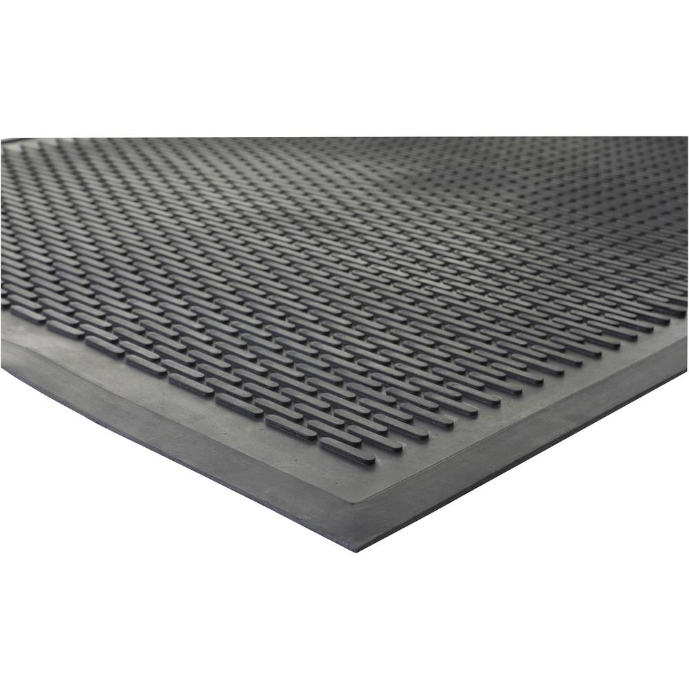 Genuine Joe Clean Step Scraper Floor Mats - Outside Entrance, Outdoor - 72" Length x 48" Width - Rubber - Black