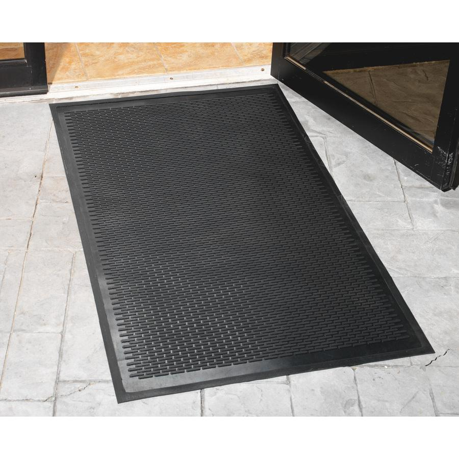 Genuine Joe Clean Step Scraper Floor Mats - Outside Entrance, Outdoor - 72" Length x 48" Width - Rubber - Black