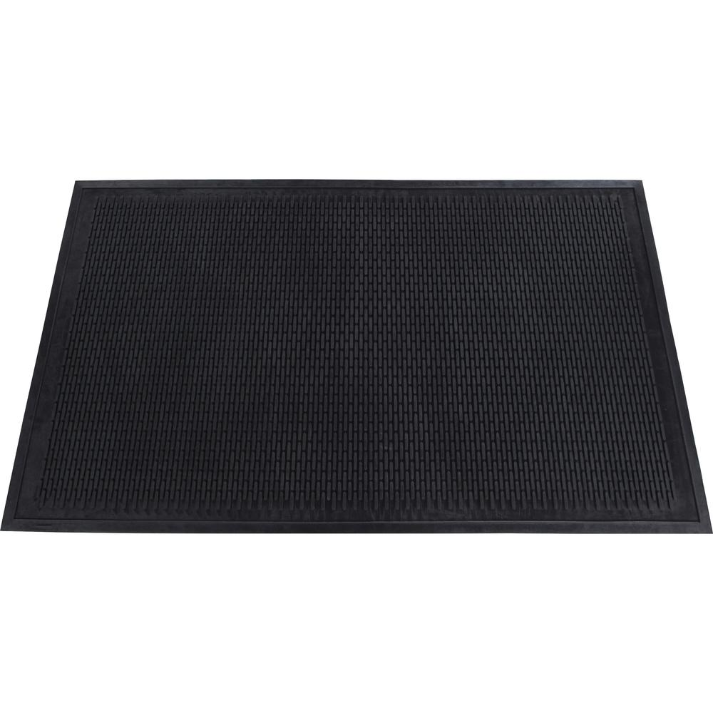 Genuine Joe Clean Step Scraper Floor Mats - Outside Entrance, Outdoor - 72" Length x 48" Width - Rubber - Black