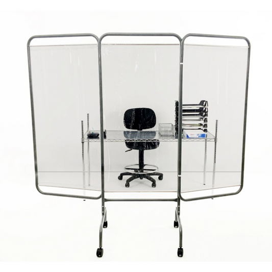 ANTIMICROBIAL MOBILE THREE PANEL CLEAR BARRIER