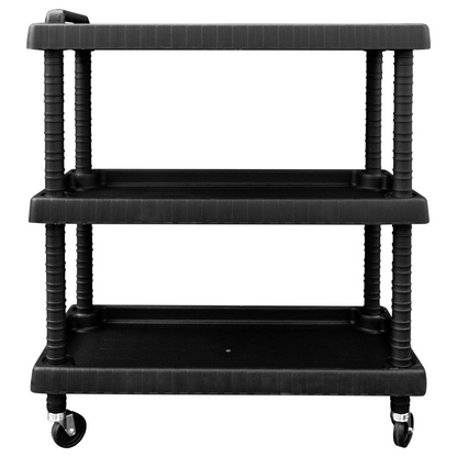 vidaXL 3-Tier Workshop Tool Trolley Black 29.5"x14.8"x36.2" PP