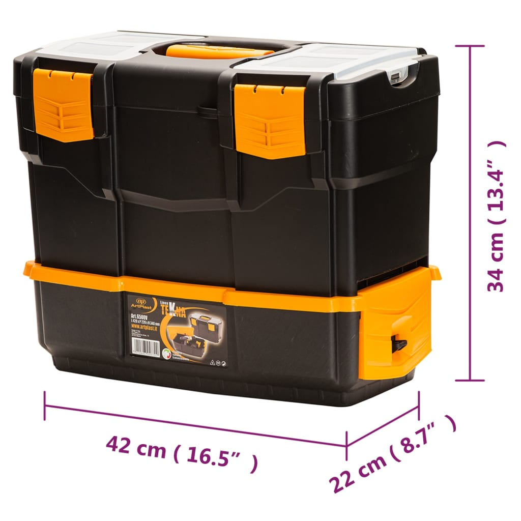 vidaXL Tool Box 16.5"x8.7"x13.4" PP