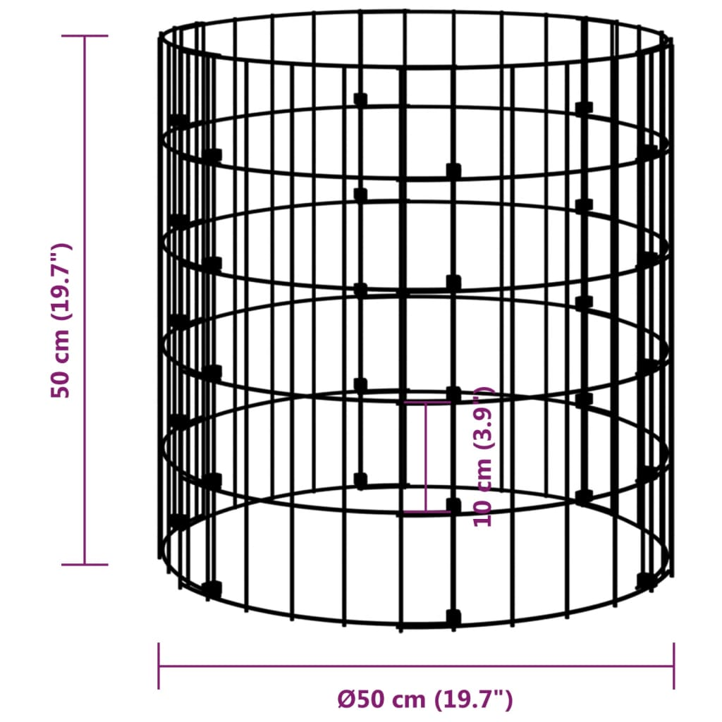 vidaXL Circular Gabion Pole Galvanized Steel Ø19.7"x19.7"