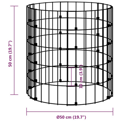 vidaXL Circular Gabion Pole Galvanized Steel Ø19.7"x19.7"