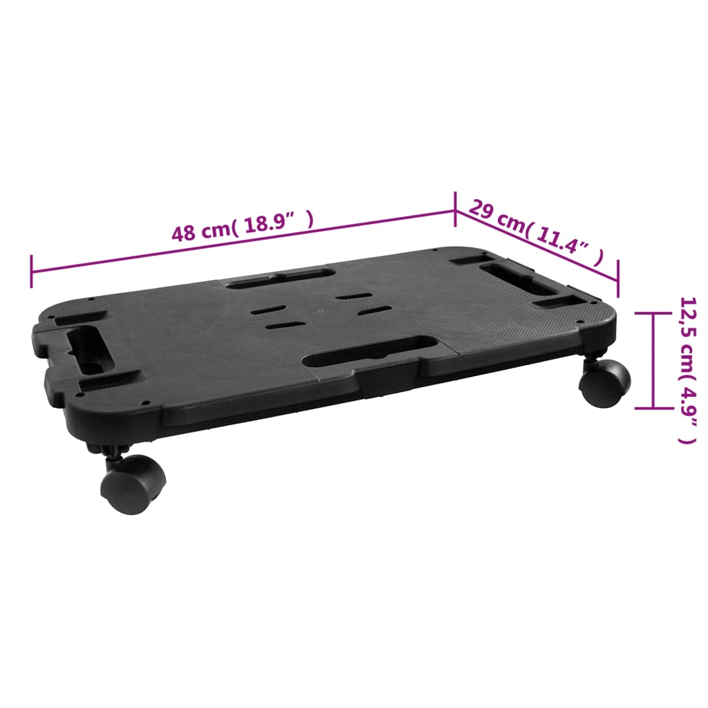 vidaXL Transport Trolley Black Polypropylene 440.9 lb