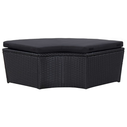 vidaXL Patio Lounge Bed with Canopy Poly Rattan Black