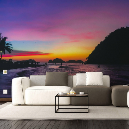 Urban Sunset Skyline Wall Stickers, Vibrant Adhesive Decals for Home Decor