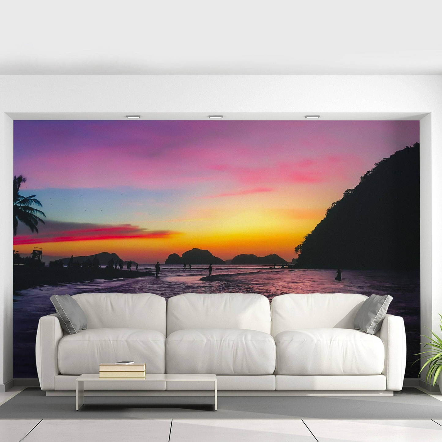 Urban Sunset Skyline Wall Stickers, Vibrant Adhesive Decals for Home Decor