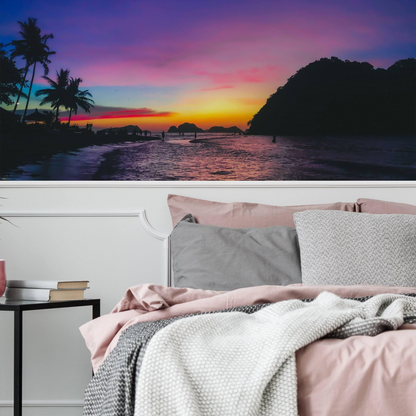 Urban Sunset Skyline Wall Stickers, Vibrant Adhesive Decals for Home Decor