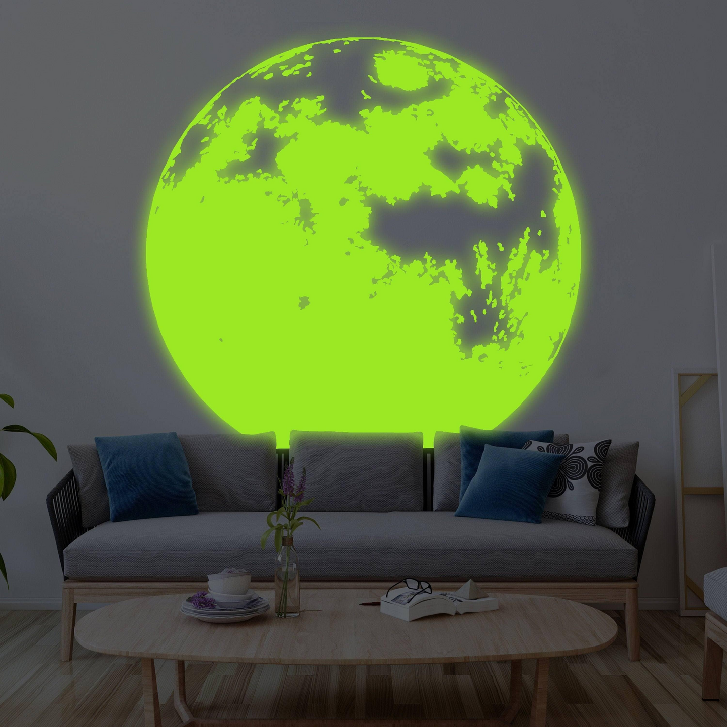 Luminous Lunar Wall Decal - Glow-in-the-Dark Moon Sticker