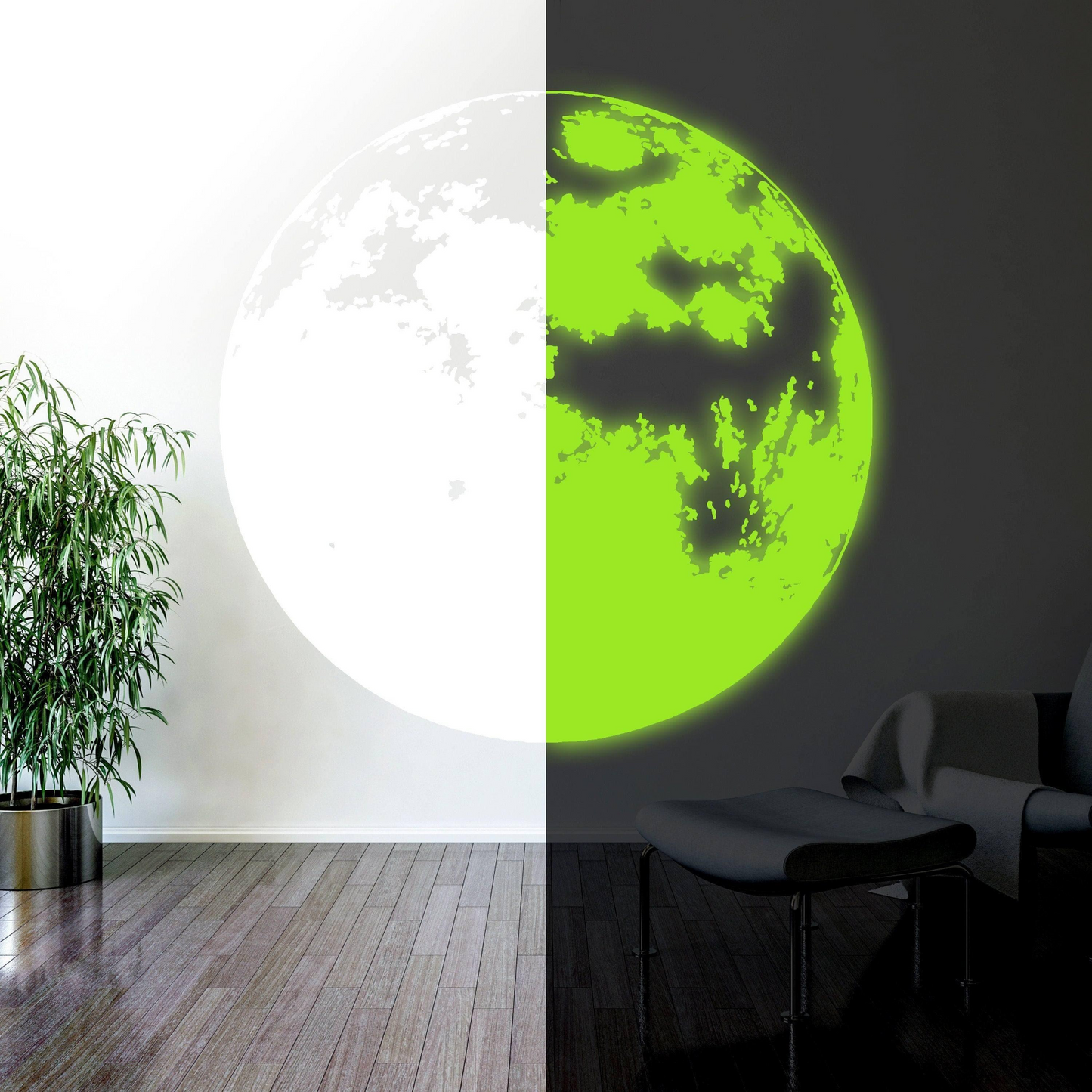 Luminous Lunar Wall Decal - Glow-in-the-Dark Moon Sticker