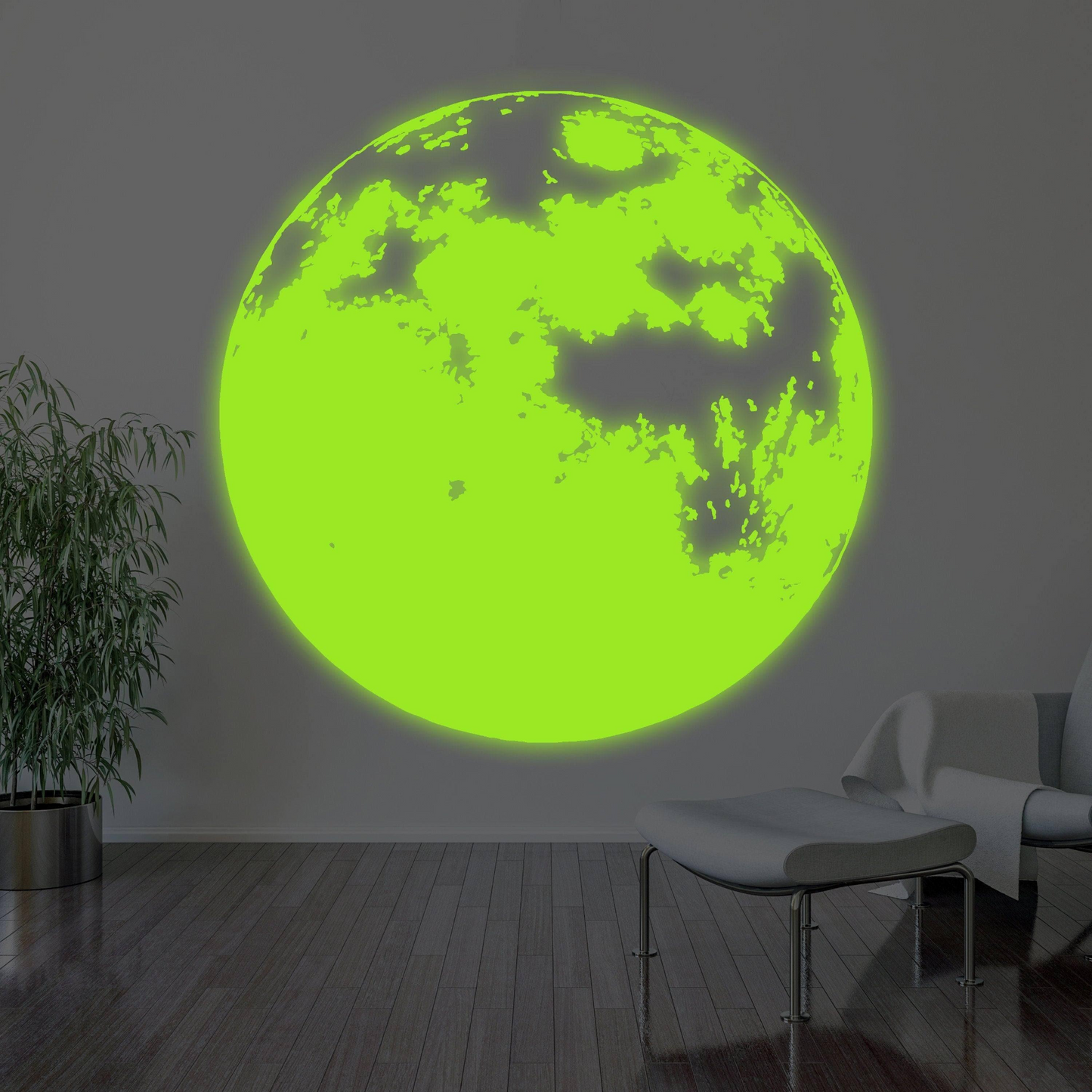 Luminous Lunar Wall Decal - Glow-in-the-Dark Moon Sticker