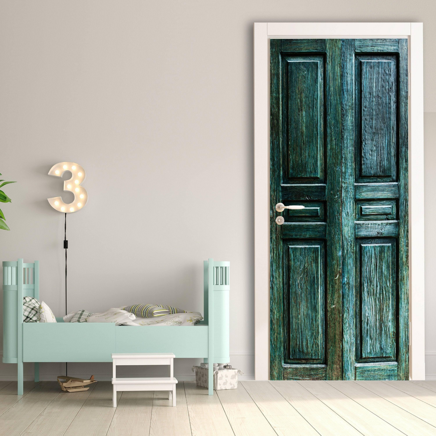 3D Vibrant Oasis Barn Door Wallpaper Mural - Unique Wall Decor Art