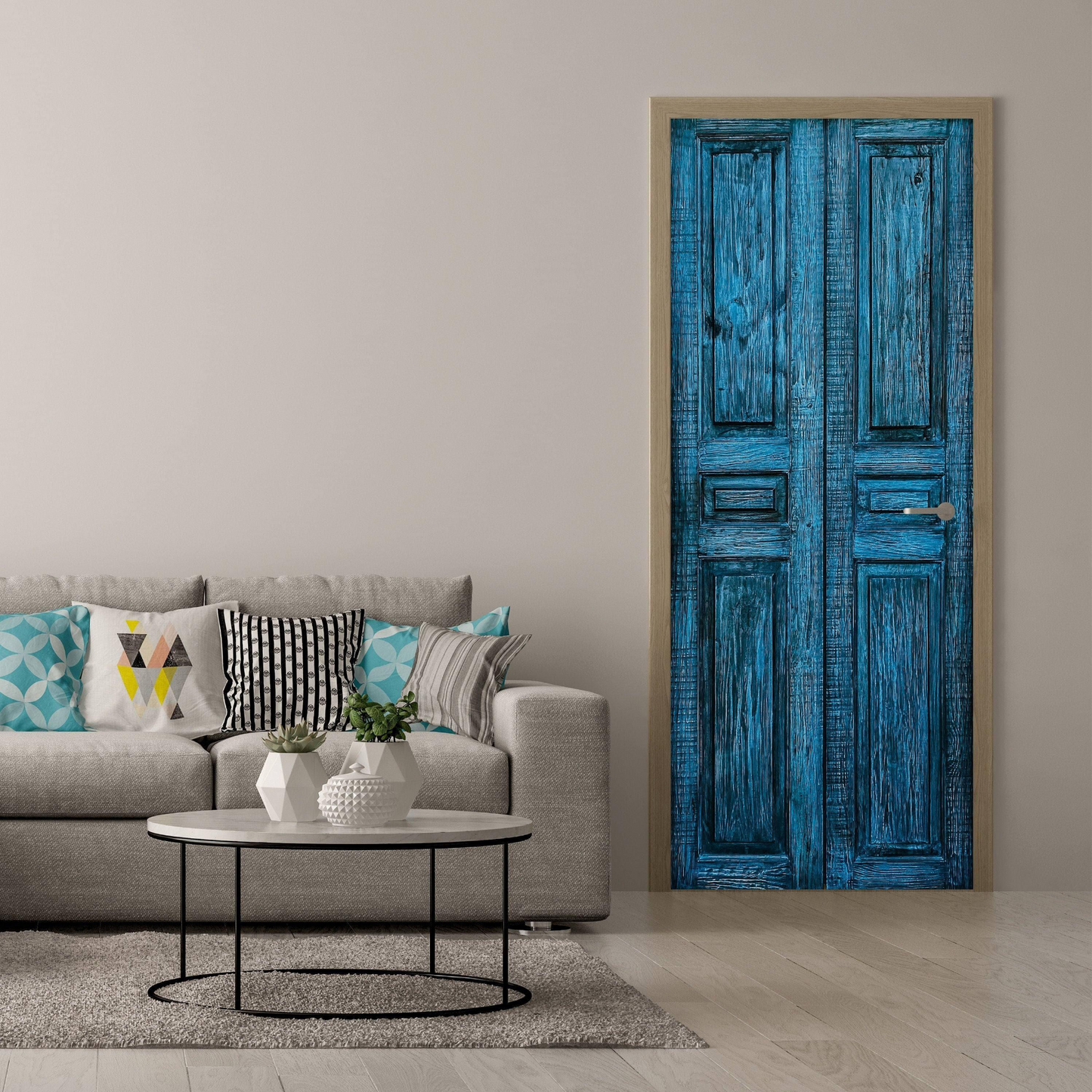 3D Vibrant Oasis Barn Door Wallpaper Mural - Unique Wall Decor Art