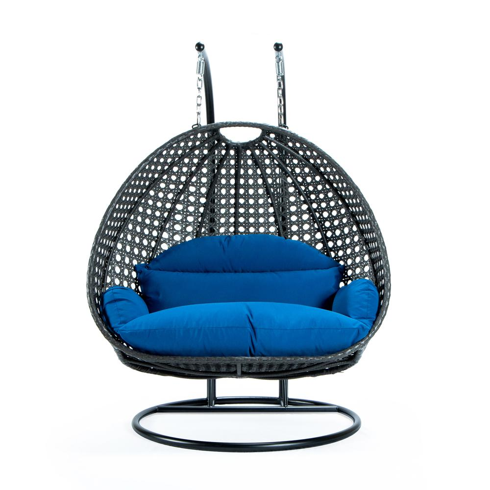 LeisureMod Charcoal Wicker Hanging 2 person Egg Swing Chair ESCCH-57BU