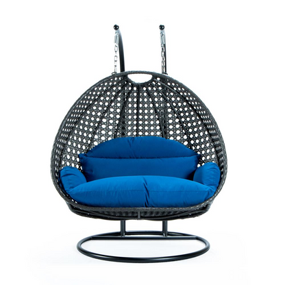 LeisureMod Charcoal Wicker Hanging 2 person Egg Swing Chair ESCCH-57BU