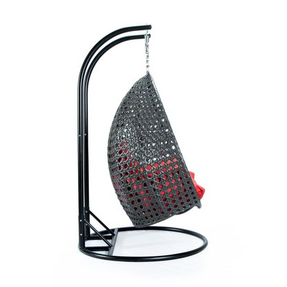 LeisureMod Charcoal Wicker Hanging 2 person Egg Swing Chair ESCCH-57R