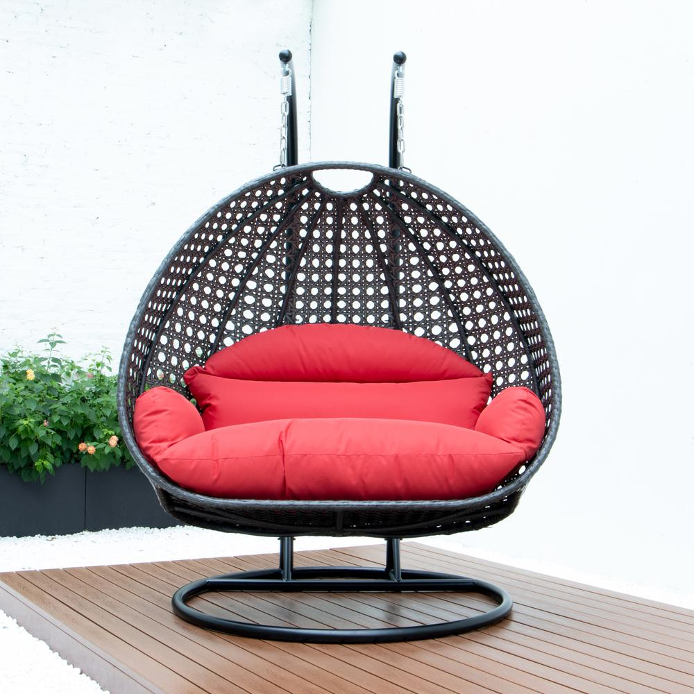 LeisureMod Charcoal Wicker Hanging 2 person Egg Swing Chair ESCCH-57R