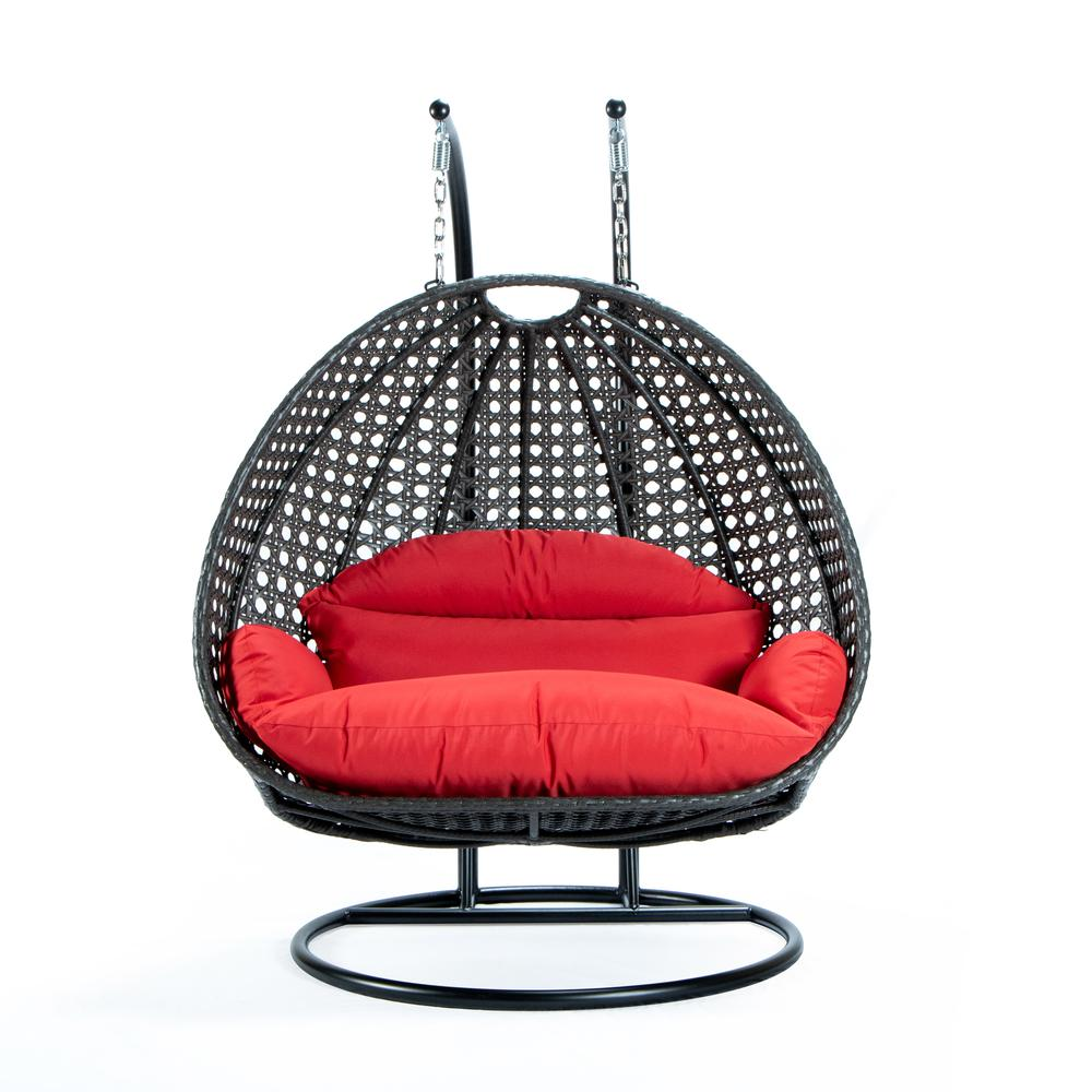 LeisureMod Charcoal Wicker Hanging 2 person Egg Swing Chair ESCCH-57R