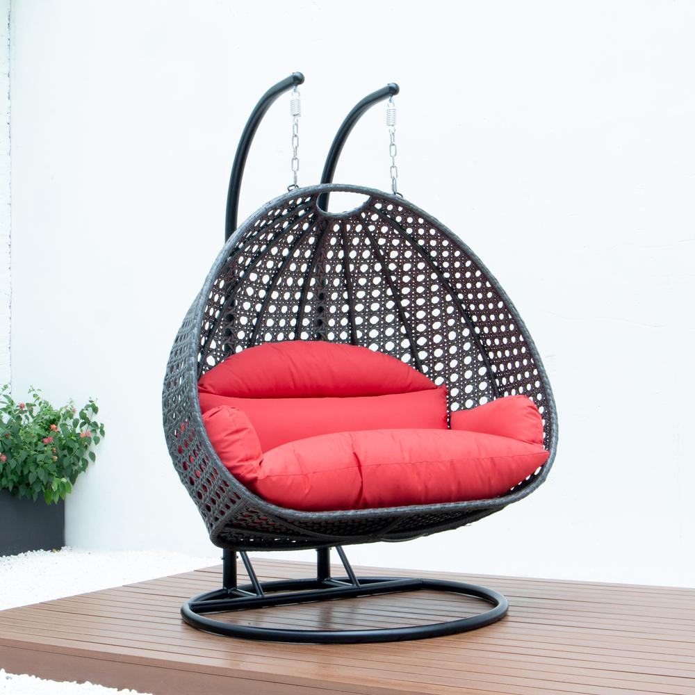 LeisureMod Charcoal Wicker Hanging 2 person Egg Swing Chair ESCCH-57R