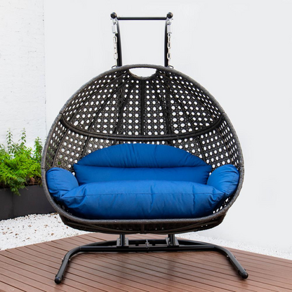 LeisureMod Wicker Hanging Double Egg Swing Chair  EKDCH-57BU