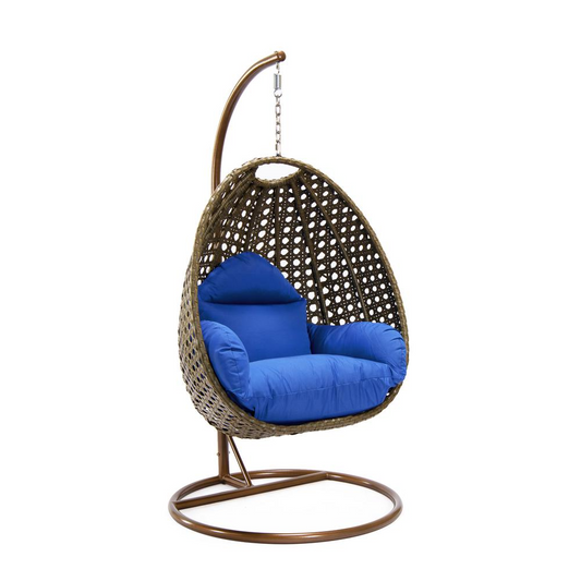 Beige Wicker Hanging Egg Swing Chair