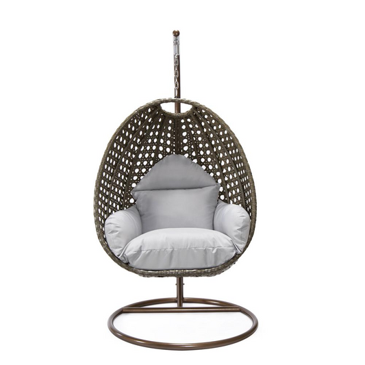 Beige Wicker Hanging Egg Swing Chair