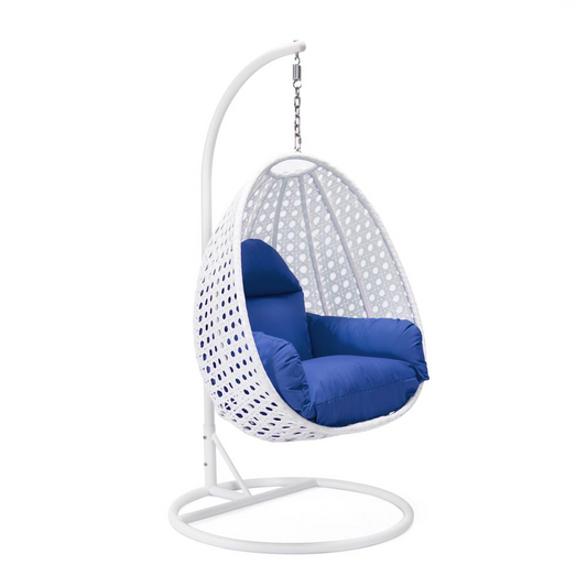 White Wicker Hanging Egg Swing Chair