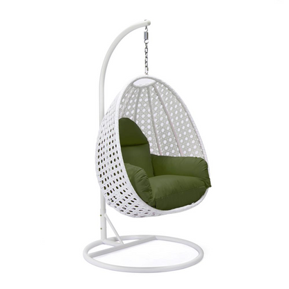 LeisureMod Wicker Hanging Egg Swing Chair, Light Green