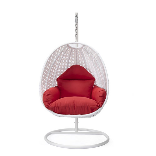 White Wicker Hanging Egg Swing Chair