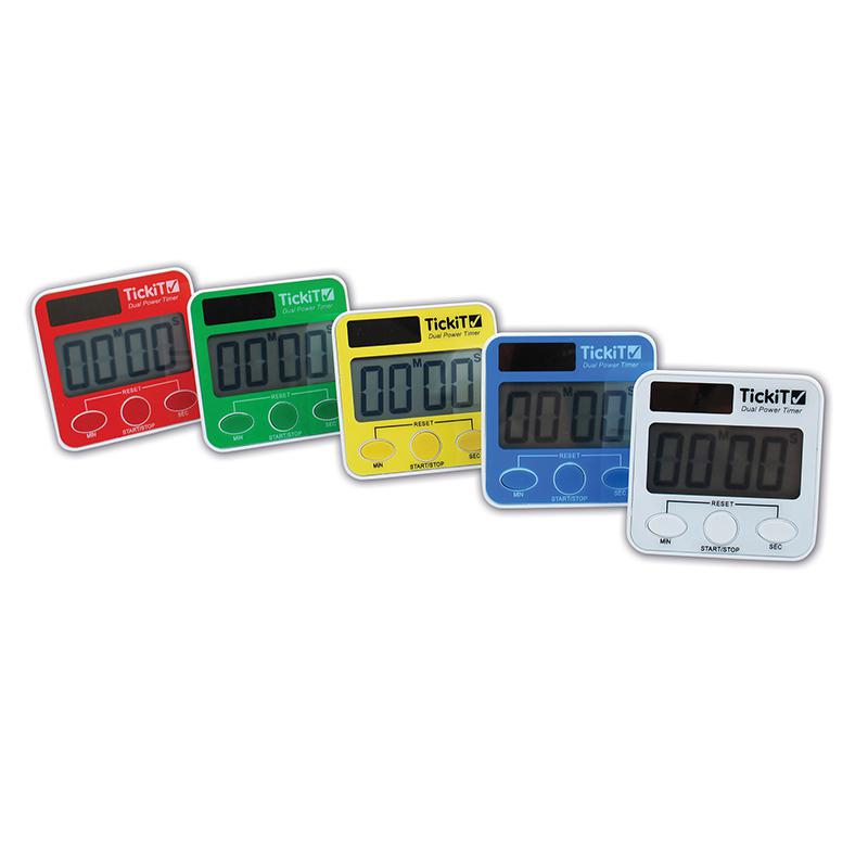 Dual Power Timers - Set of 5 - Red, Yellow, Green, Blue, White