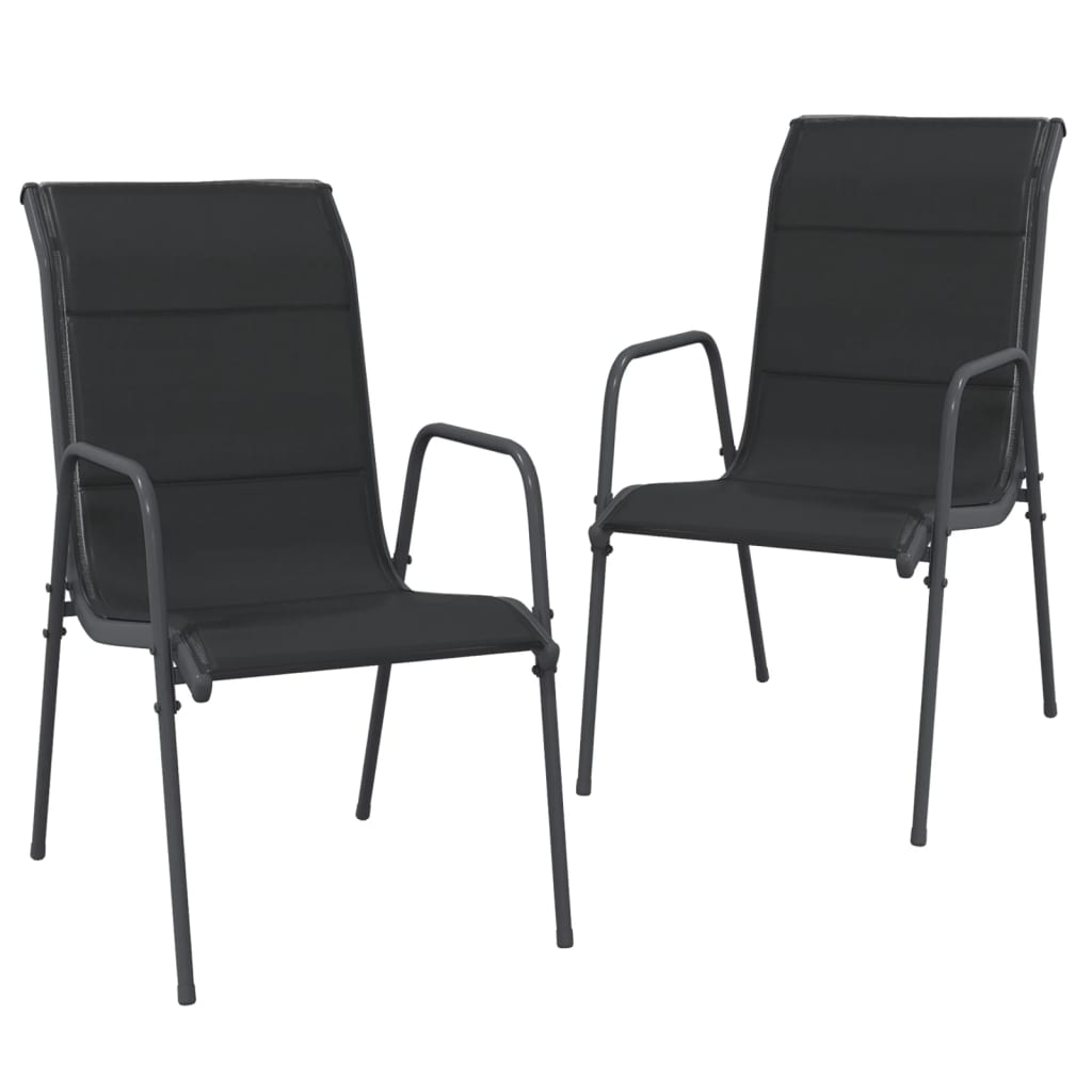 vidaXL 3 Piece Patio Dining Set Black Steel