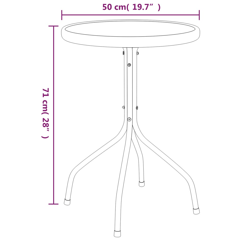 vidaXL 3 Piece Patio Dining Set Black Steel