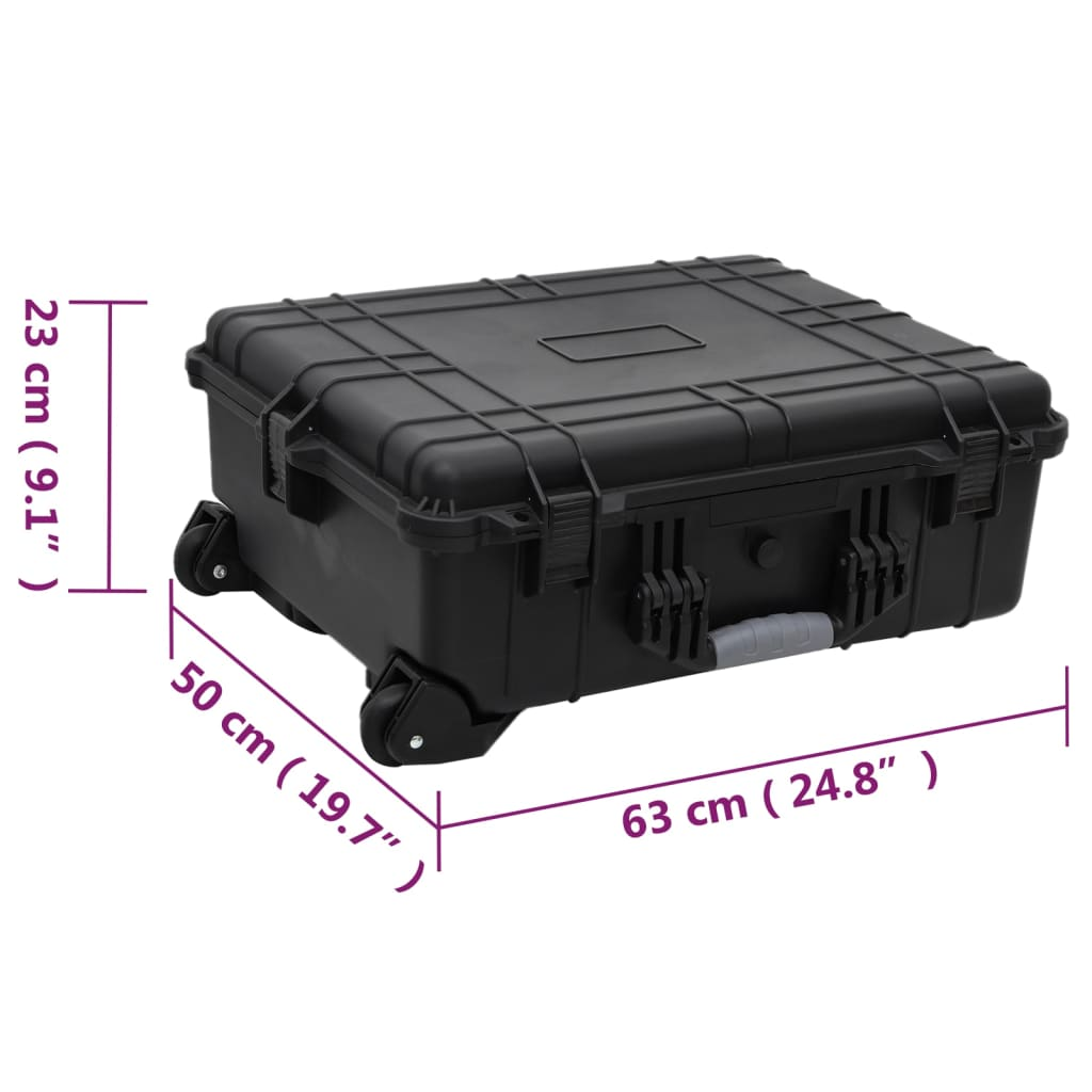 vidaXL Wheeled Flight Case Black 24.8"x19.7"x9.1" PP