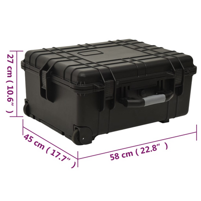 vidaXL Wheeled Flight Case Black 22.8"x17.7"x10.6" PP