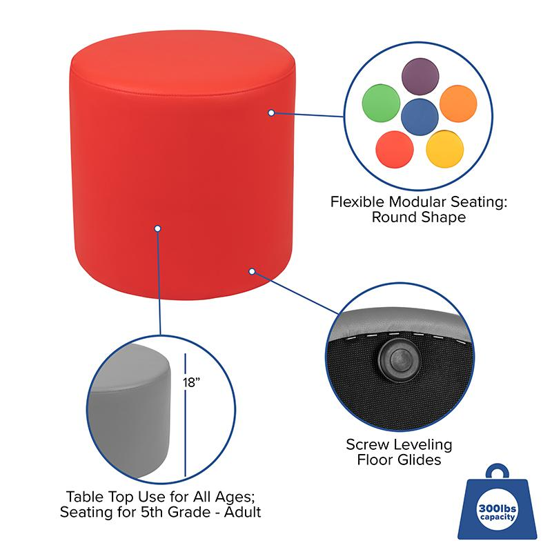 Soft Seating Collaborative Circle for Classrooms and Common Spaces - 18" Seat Height (Red)