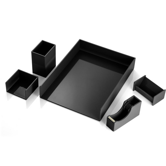 Officemate Desk Organizer Set - 7" Height x 7" Width x 11" Depth - Desktop - Black - 1 Each