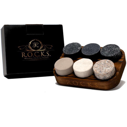 The Original ROCKS Whiskey Chilling Stones - Set of 6 Granite Stones