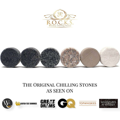 The Original ROCKS Whiskey Chilling Stones - Set of 6 Granite Stones