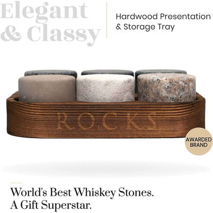 The Original ROCKS Whiskey Chilling Stones - Set of 6 Granite Stones